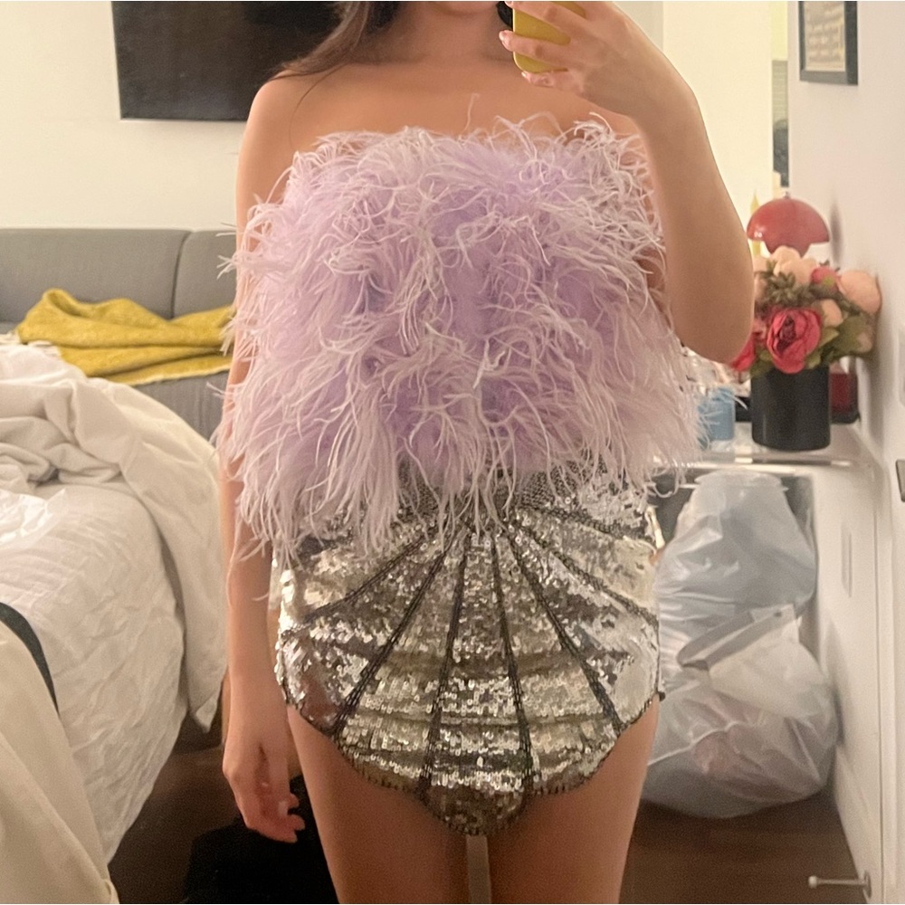 Lavender purple feather crop top